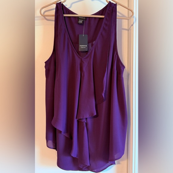 torrid Tops - Torrid Rich Purple V-Neck Blouse, Size 12 (torrid 0)